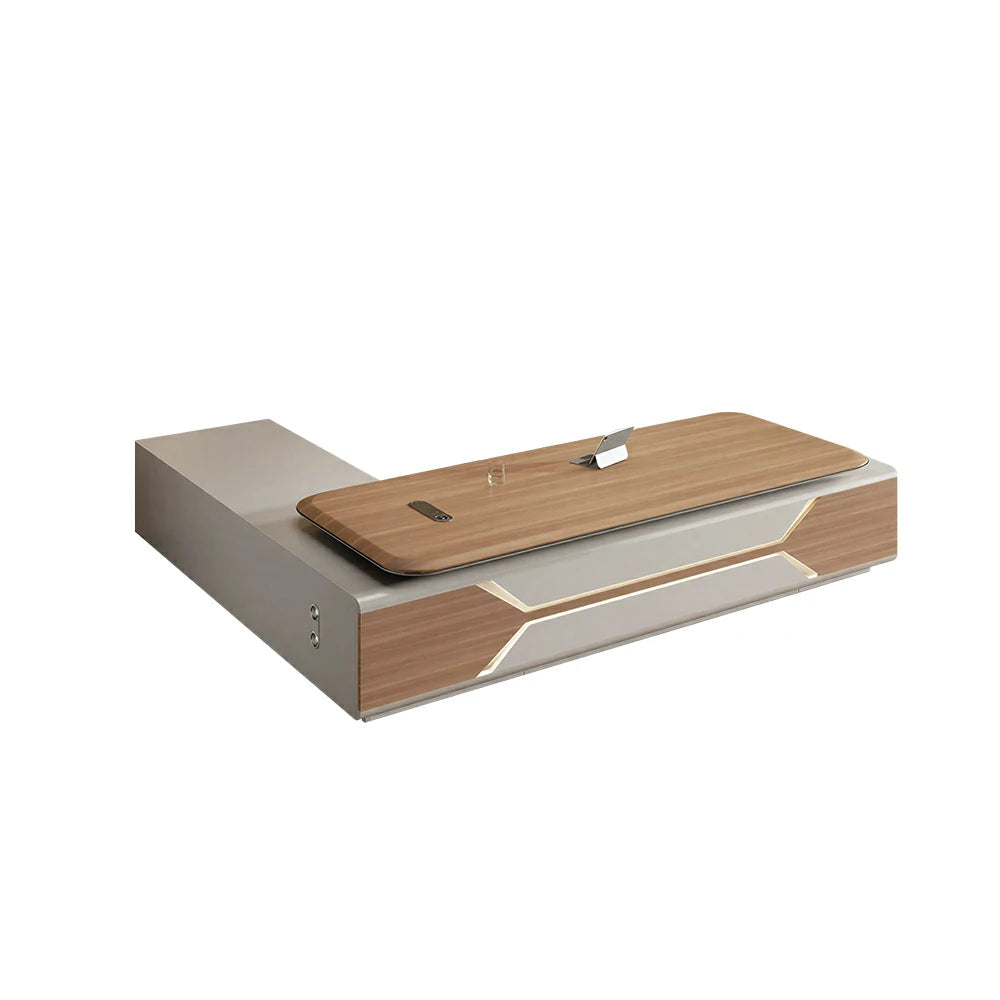 LUXORA 2.0m Standard Executive Office Desk - Premium Manager Workstation with Storage - Walnut