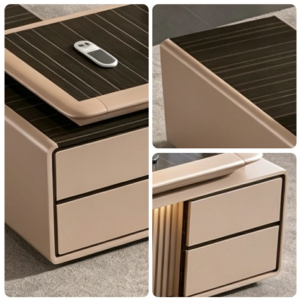 LUXORA 2.0m Luxury Executive Office Desk - Double Cabinet Manager Workstation - Glossy Black Ebony