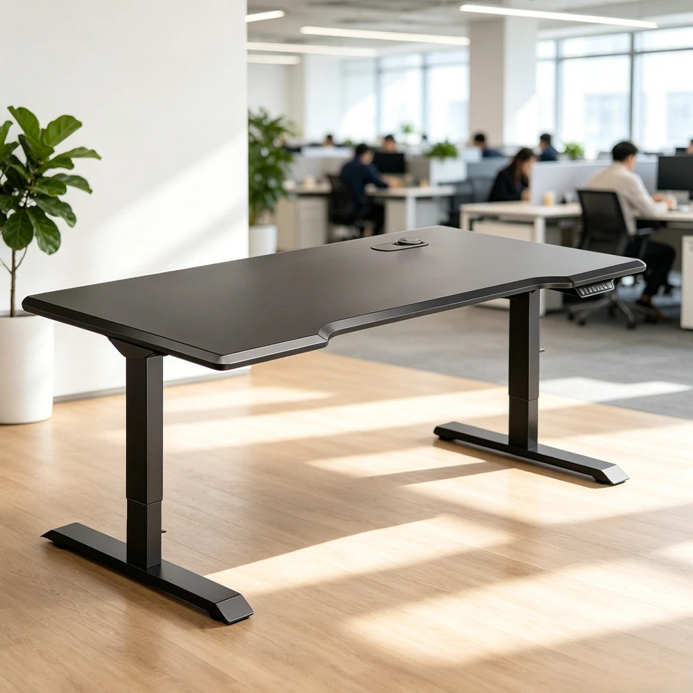 LUXROA U8 Lite Electric Height Adjustable Desk with Wireless Charging & Power Outlet 120×65×115cm Coffee - Black