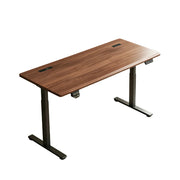 LUXORA Dual Motor Electric Standing Desk with Power Strip, Solid Rubber Wood Top 120×65×115cm Walnut