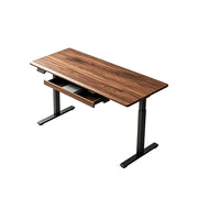 LUXORA Electric Standing Desk with Drawer, Dual Motor Height Adjustable Sit Stand Desk, Solid Wood Top Home Office Study - Walnut