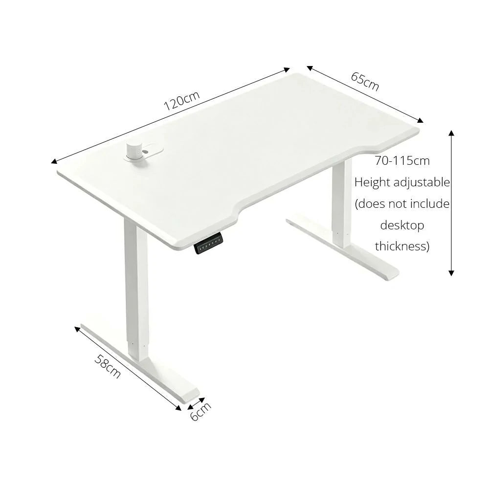 LUXROA U8 Lite Electric Height Adjustable Desk with Wireless Charging & Power Outlet 120×65×115cm Coffee - White