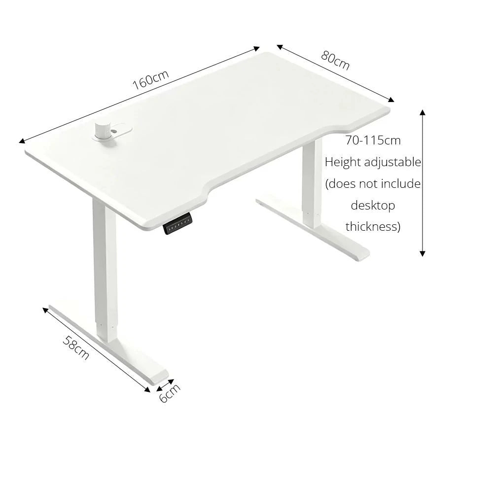 LUXROA U8 Lite Electric Height Adjustable Desk with Wireless Charging & Power Outlet 120×65×115cm Coffee - White