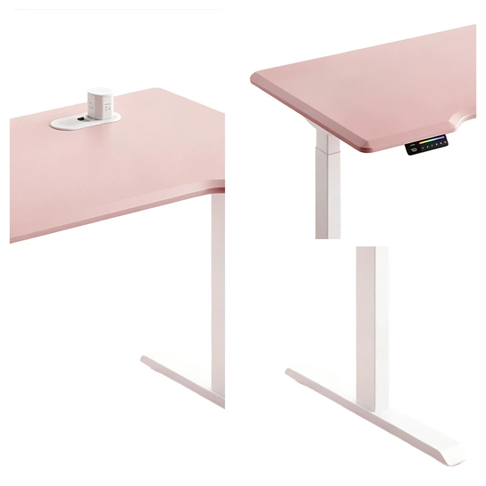 LUXROA U8 Lite Electric Height Adjustable Desk with Wireless Charging & Power Outlet 120×65×115cm - Pink