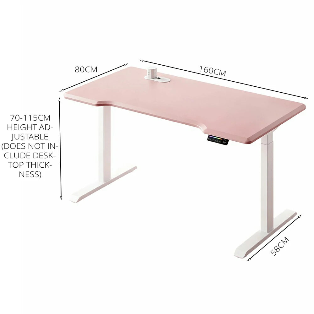LUXROA U8 Lite Electric Height Adjustable Desk with Wireless Charging & Power Outlet 120×65×115cm - Pink