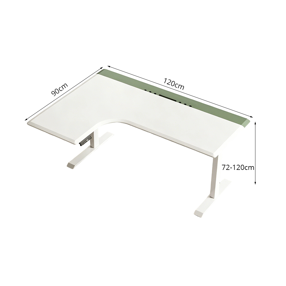 LUXORA Electric Standing Desk Left Corner Sit Stand Desk with Dual Motor Height Adjustable 120x65cm Home Office Desk - White