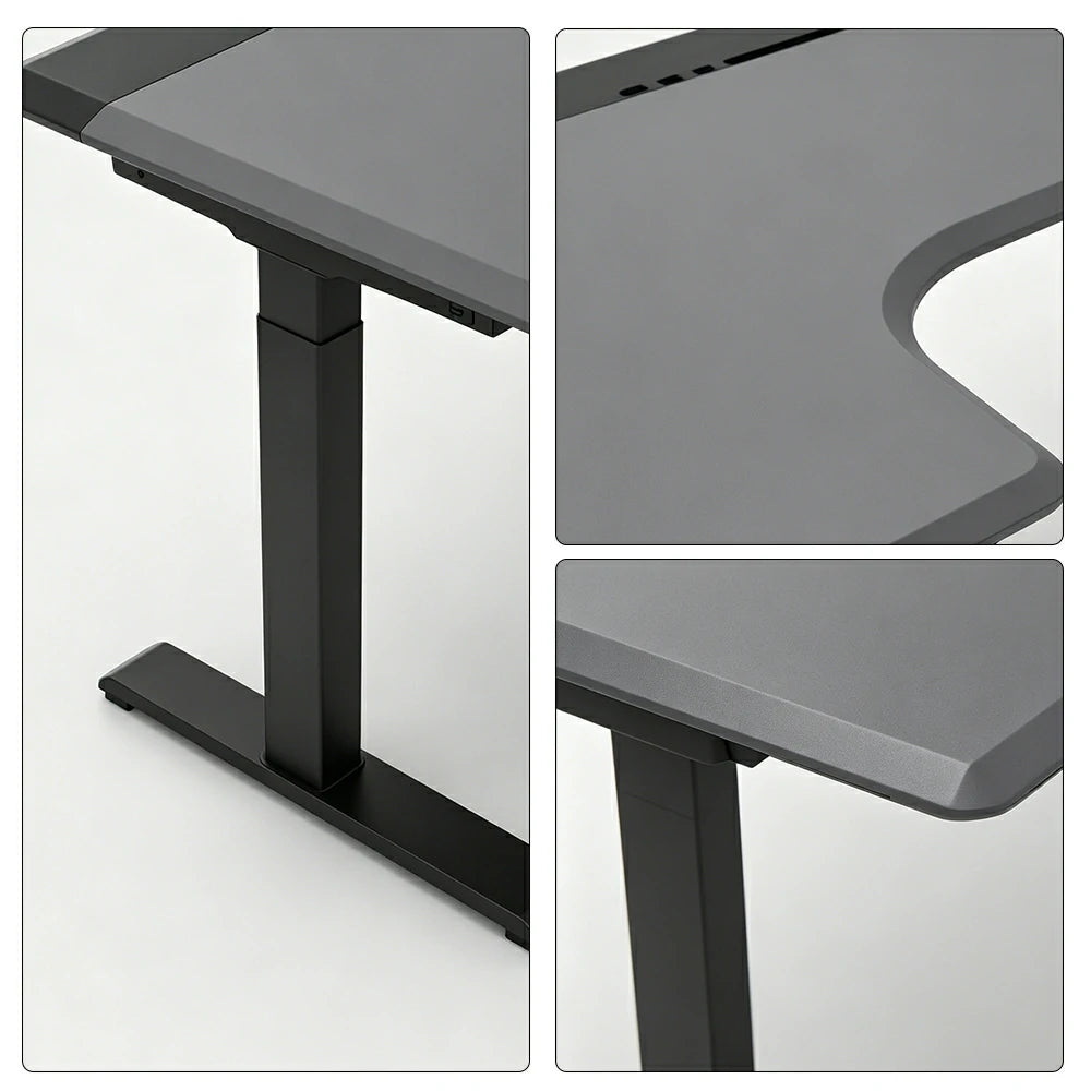 LUXORA Electric Standing Desk Left Corner Sit Stand Desk with Dual Motor Height Adjustable 120x65cm Home Office Desk - Grey