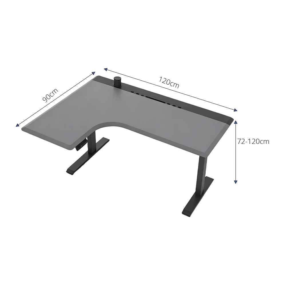LUXORA Electric Standing Desk Left Corner Sit Stand Desk with Dual Motor Height Adjustable 120x65cm Home Office Desk - Grey