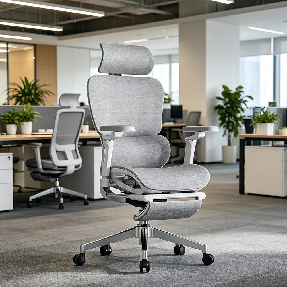 LUXORA Ergonomic Executive Office Chair High Back Mesh Reclining Desk Chair Adjustable Headrest Lumbar Support Swivel Task Chair - Grey