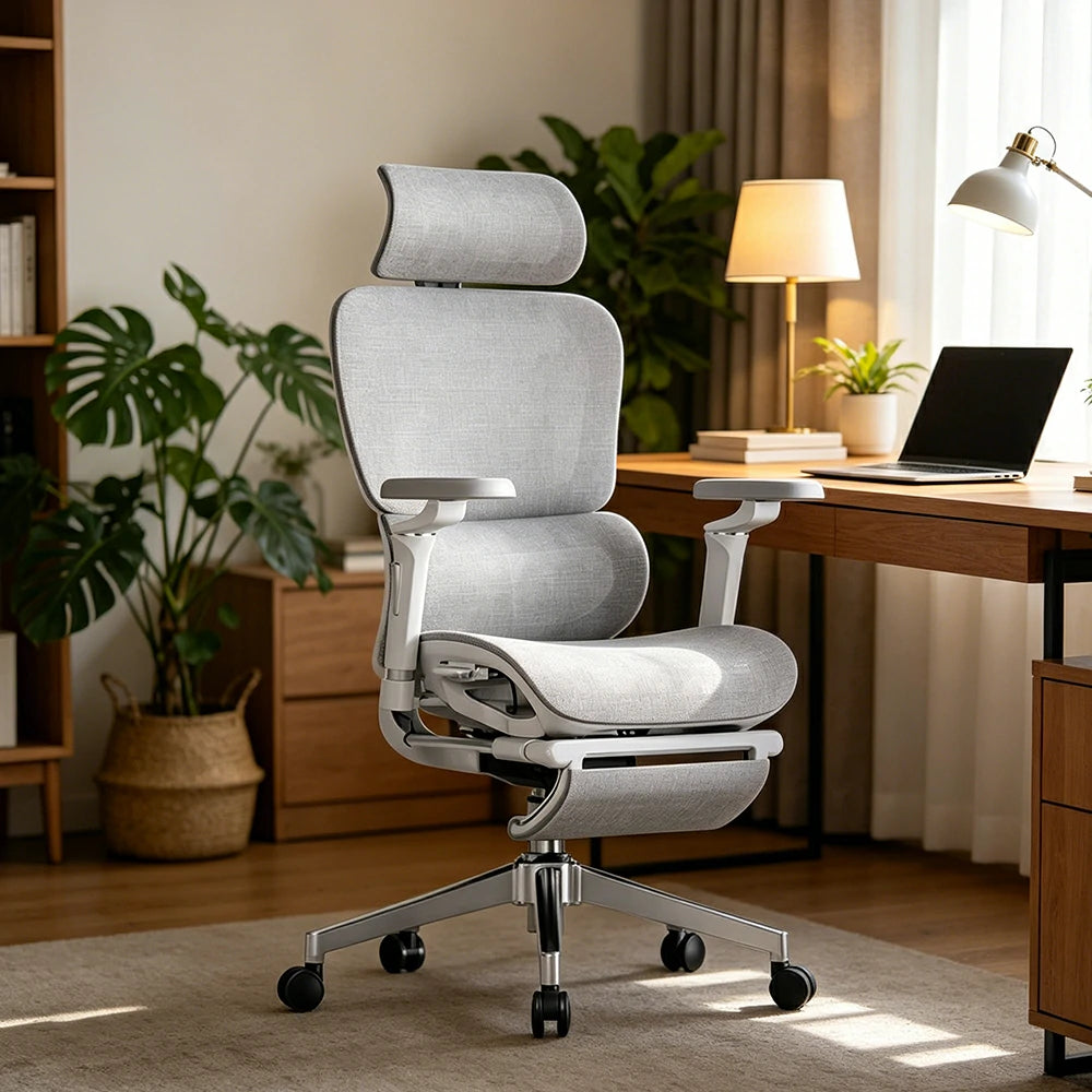 LUXORA Ergonomic Executive Office Chair High Back Mesh Reclining Desk Chair Adjustable Headrest Lumbar Support Swivel Task Chair - Grey