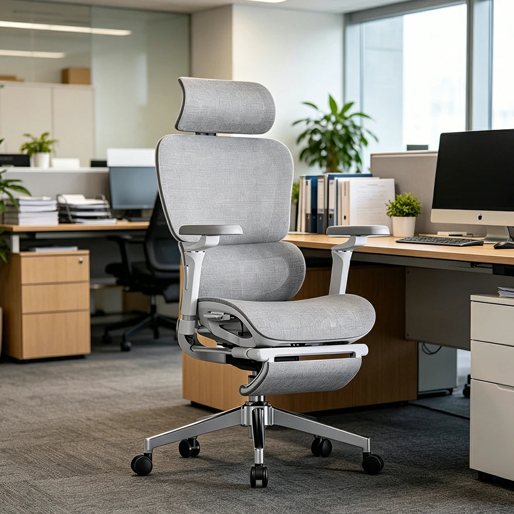 LUXORA Ergonomic Executive Office Chair High Back Mesh Reclining Desk Chair Adjustable Headrest Lumbar Support Swivel Task Chair - Grey