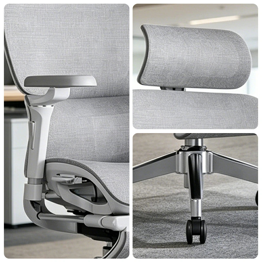 LUXORA Ergonomic Executive Office Chair High Back Mesh Reclining Desk Chair Adjustable Headrest Lumbar Support Swivel Task Chair - Grey