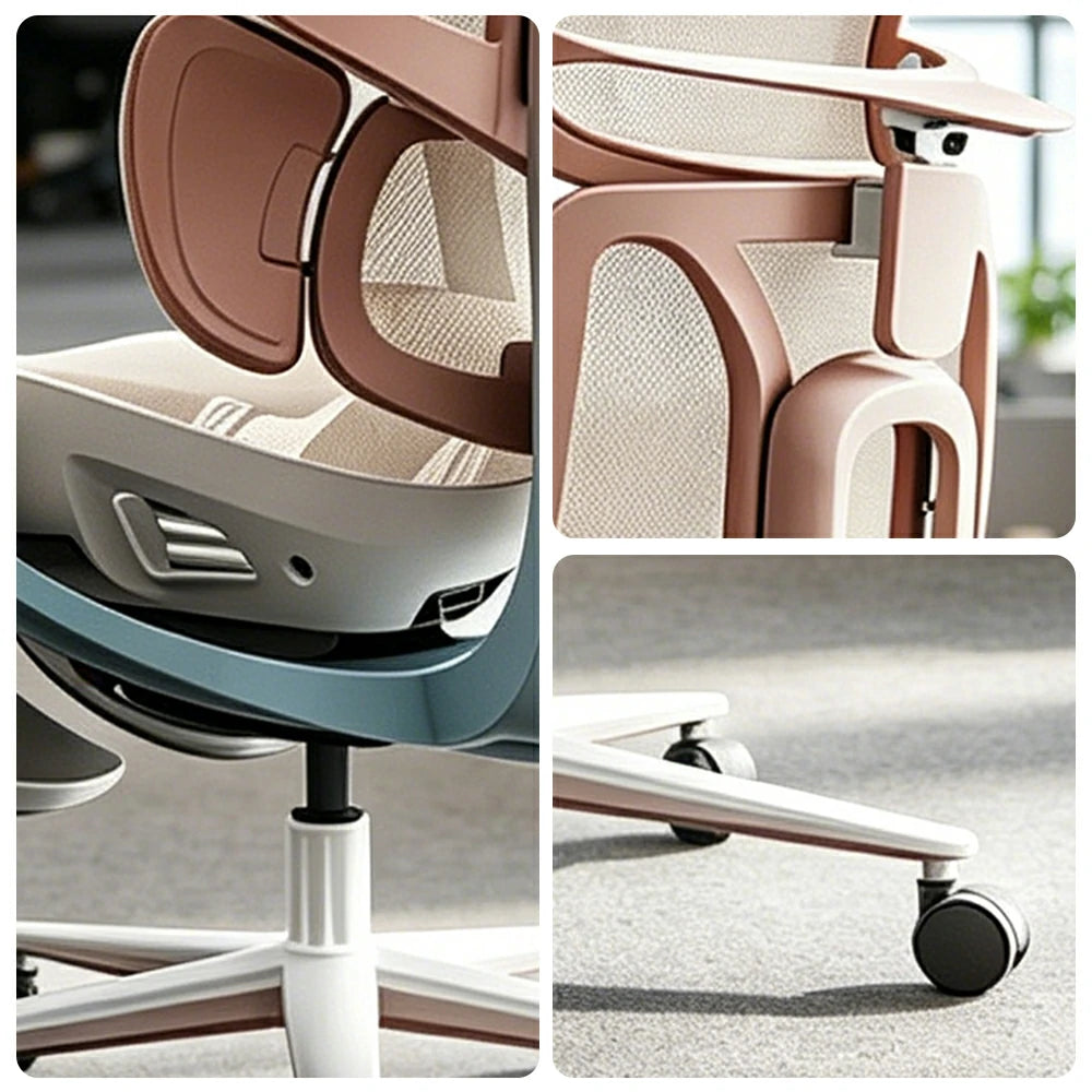 LUXORA  E3 Pro Ergonomic Mesh Office Chair Reclining Chair with Footrest 4D Support Adjustable Armrests - Sakura Pink
