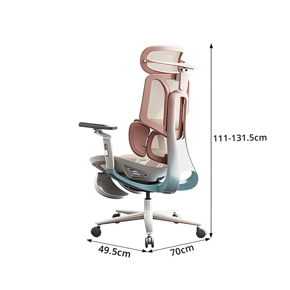 LUXORA  E3 Pro Ergonomic Mesh Office Chair Reclining Chair with Footrest 4D Support Adjustable Armrests - Sakura Pink