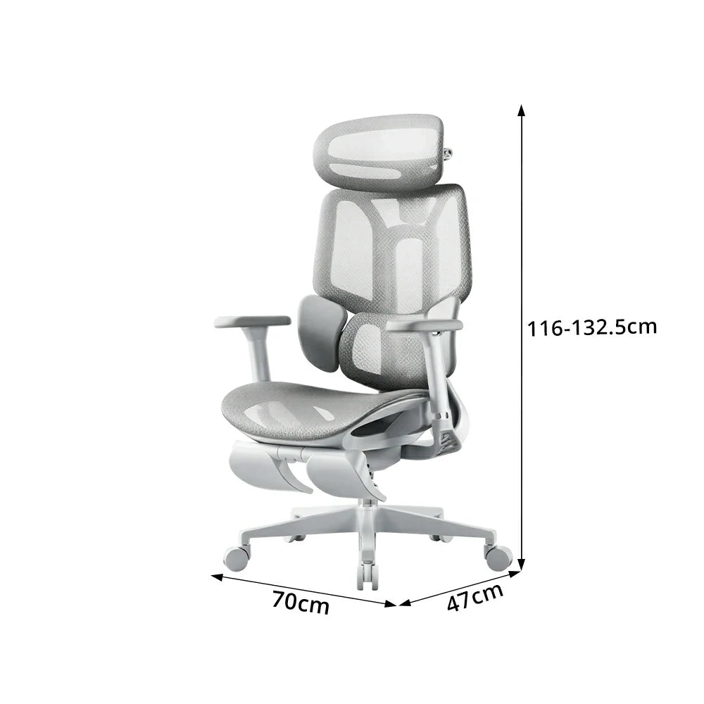 LUXORA  E3 Air 4th Gen Ergonomic Mesh Office Chair Reclining Chair with Footrest Adjustable Support - White