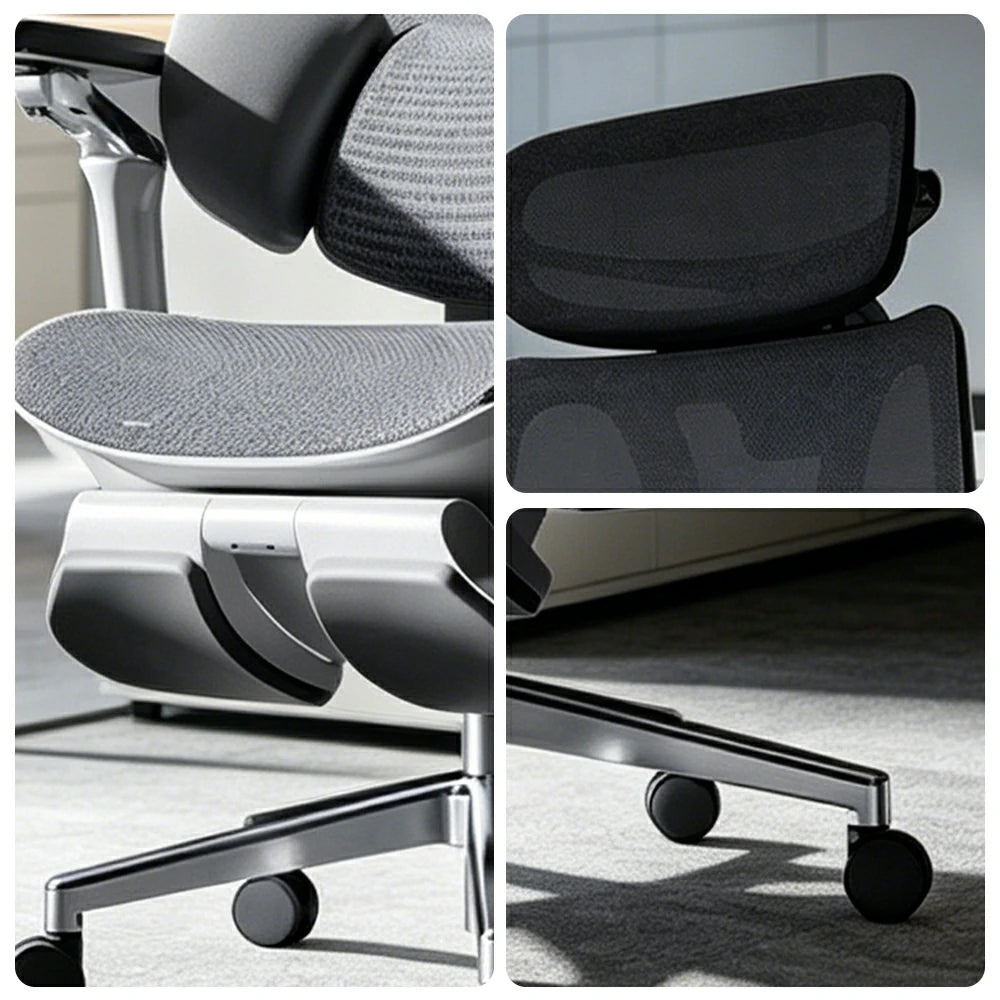 LUXORA  X7 Premium Ergonomic Office Chair Electric Reclining Chair with Massage Heat Support Footrest - Grey