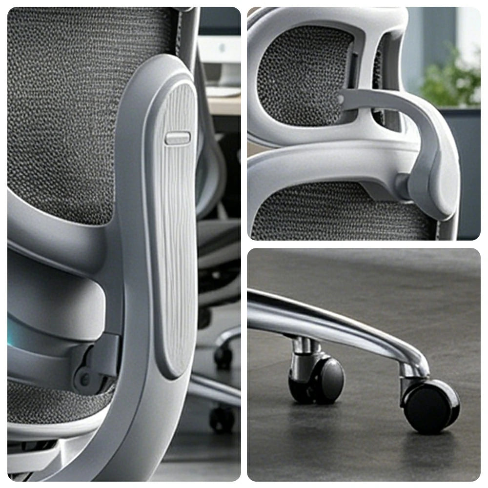 LUXORA Smart Ergonomic Mesh Office Chair Adjustable Headrest Reclining Chair with Lumbar Support for Home Office - White