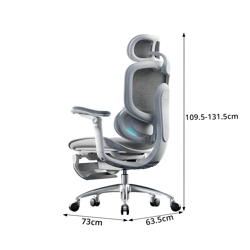 LUXORA Smart Ergonomic Mesh Office Chair Adjustable Headrest Reclining Chair with Lumbar Support for Home Office - White