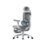 LUXORA Smart Ergonomic Mesh Office Chair Adjustable Headrest Reclining Chair with Lumbar Support for Home Office - White
