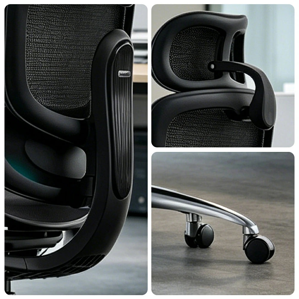 LUXORA Smart Ergonomic Mesh Office Chair Adjustable Headrest Reclining Chair with Lumbar Support for Home Office -Black