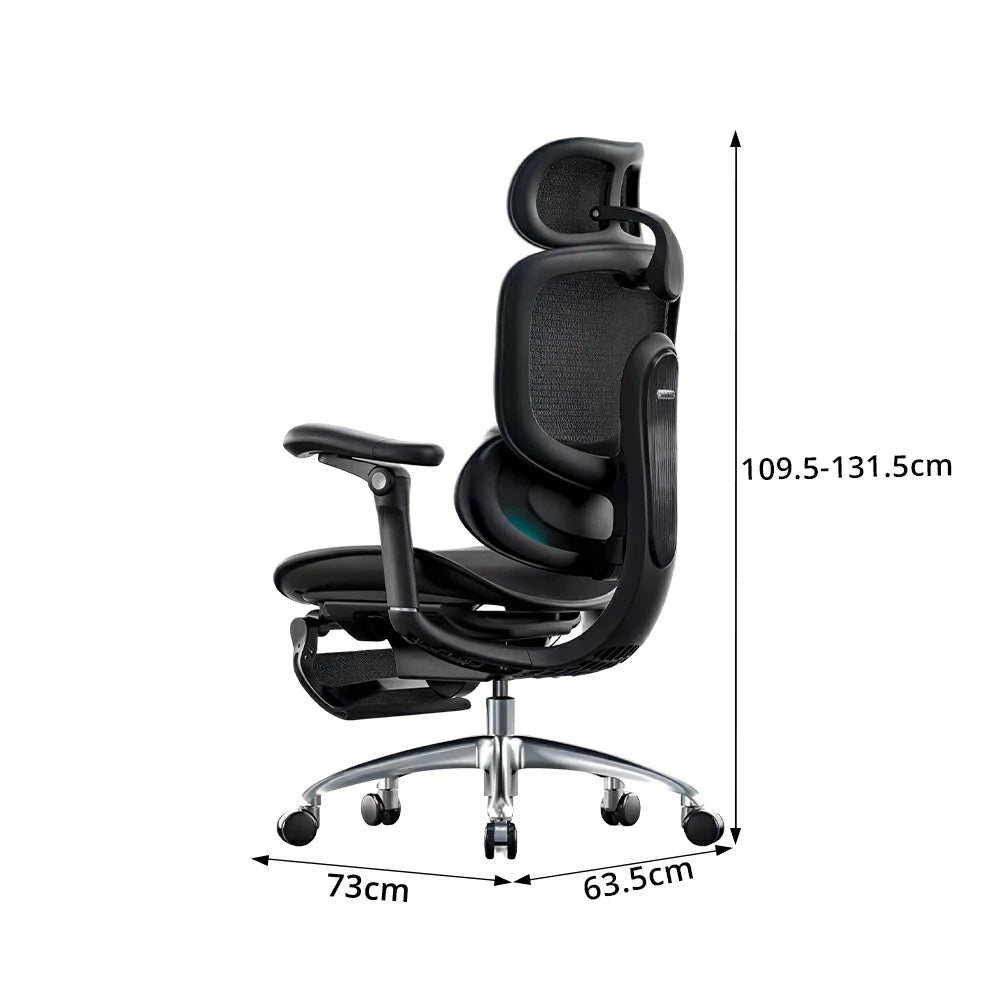 LUXORA Smart Ergonomic Mesh Office Chair Adjustable Headrest Reclining Chair with Lumbar Support for Home Office -Black