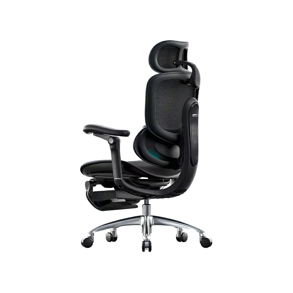 LUXORA Smart Ergonomic Mesh Office Chair Adjustable Headrest Reclining Chair with Lumbar Support for Home Office -Black