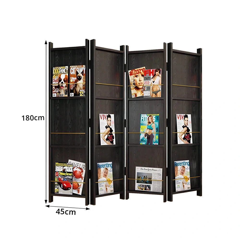 LUXORA 4 Panel Solid Wood Folding Room Divider - Pine Wood Privacy Screen for Living Room Bedroom Office Decor - Black