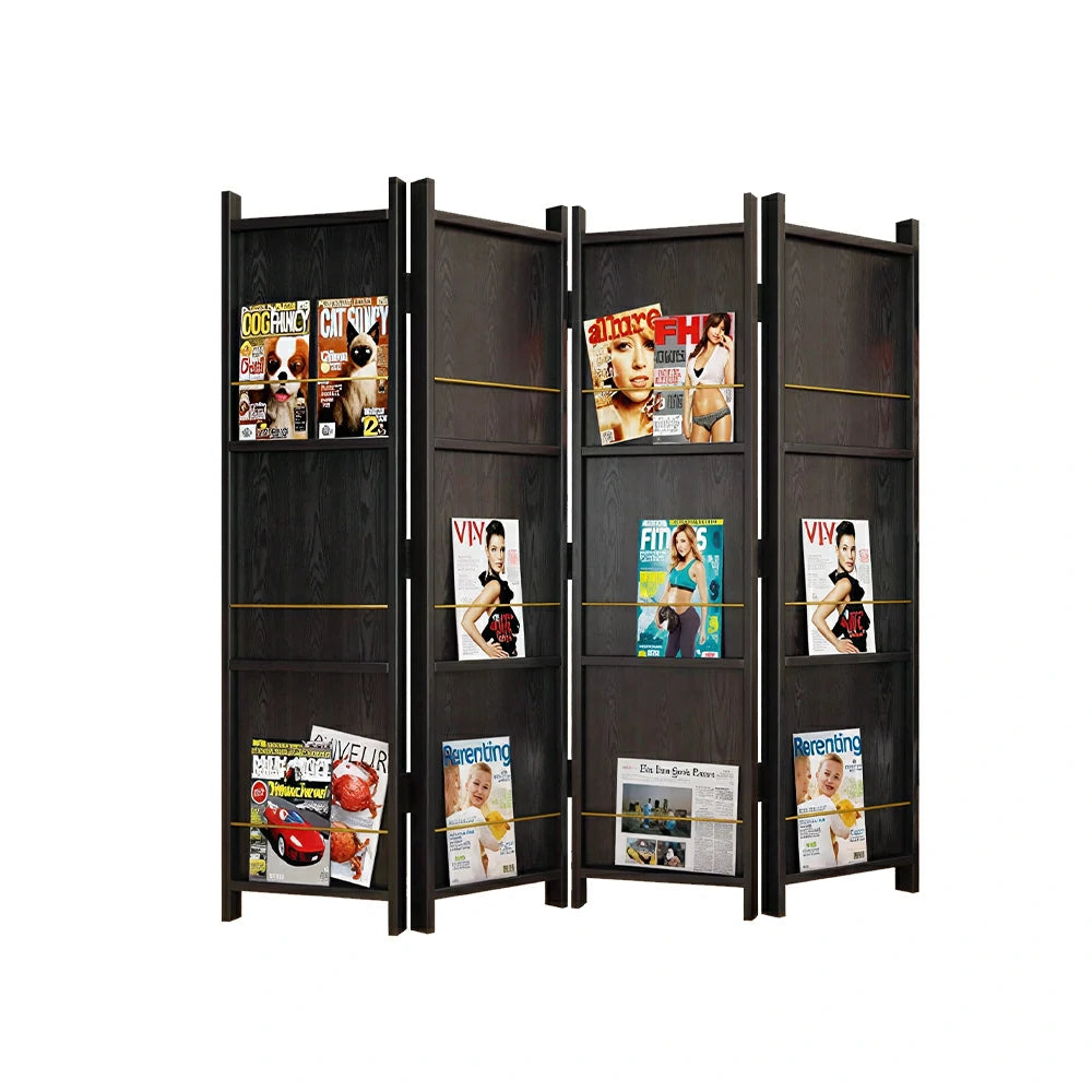 LUXORA 4 Panel Solid Wood Folding Room Divider - Pine Wood Privacy Screen for Living Room Bedroom Office Decor - Black
