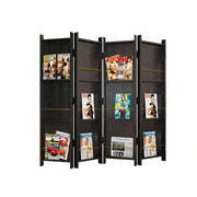 LUXORA 4 Panel Solid Wood Folding Room Divider - Pine Wood Privacy Screen for Living Room Bedroom Office Decor - Black