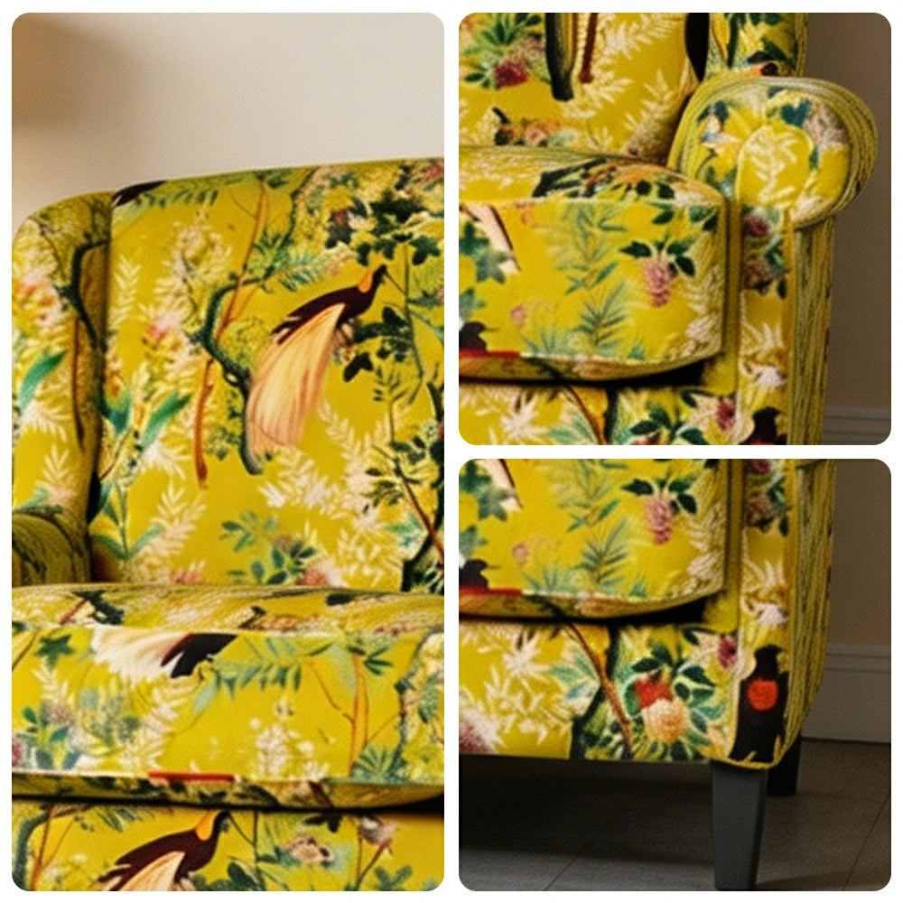 LUXORA Leisure Sofa with Larch Wood Frame and Latex Cushion 160/200cm for Living Room, Study and Balcony - Yellow
