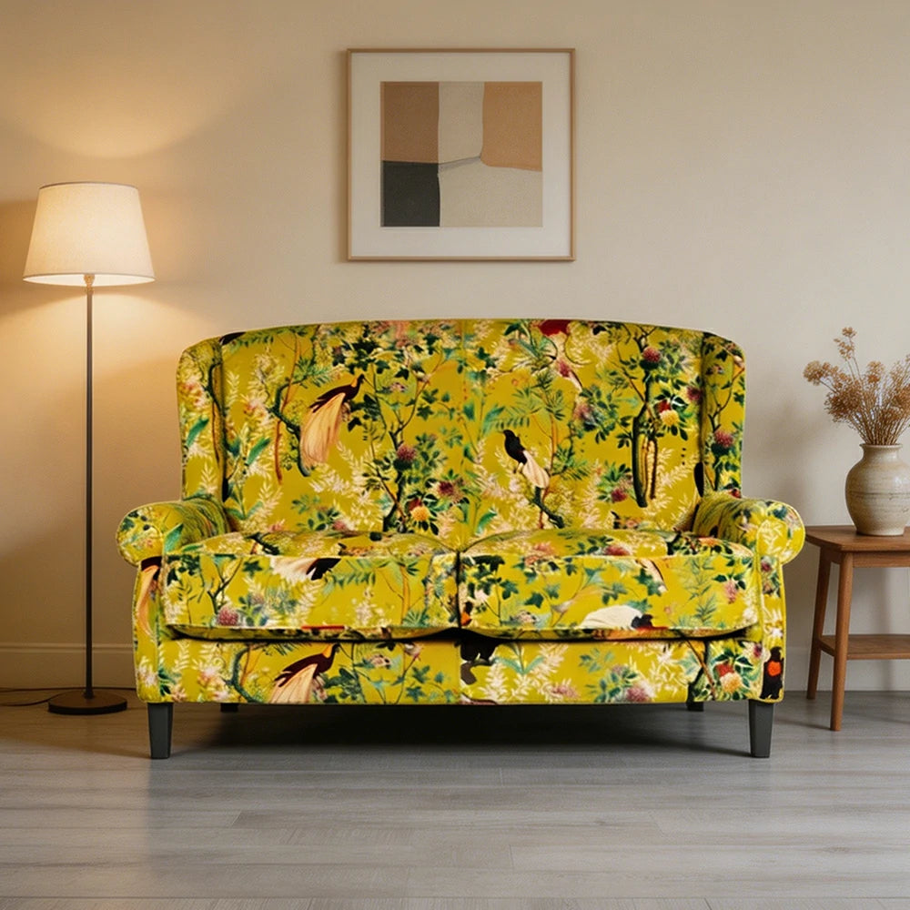 LUXORA Leisure Sofa with Larch Wood Frame and Latex Cushion 160/200cm for Living Room, Study and Balcony - Yellow