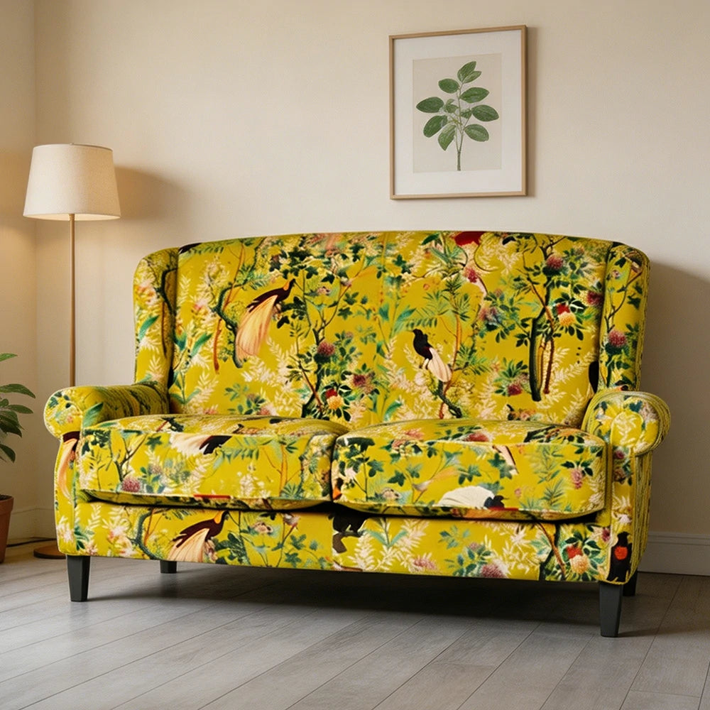 LUXORA Leisure Sofa with Larch Wood Frame and Latex Cushion 160/200cm for Living Room, Study and Balcony - Yellow