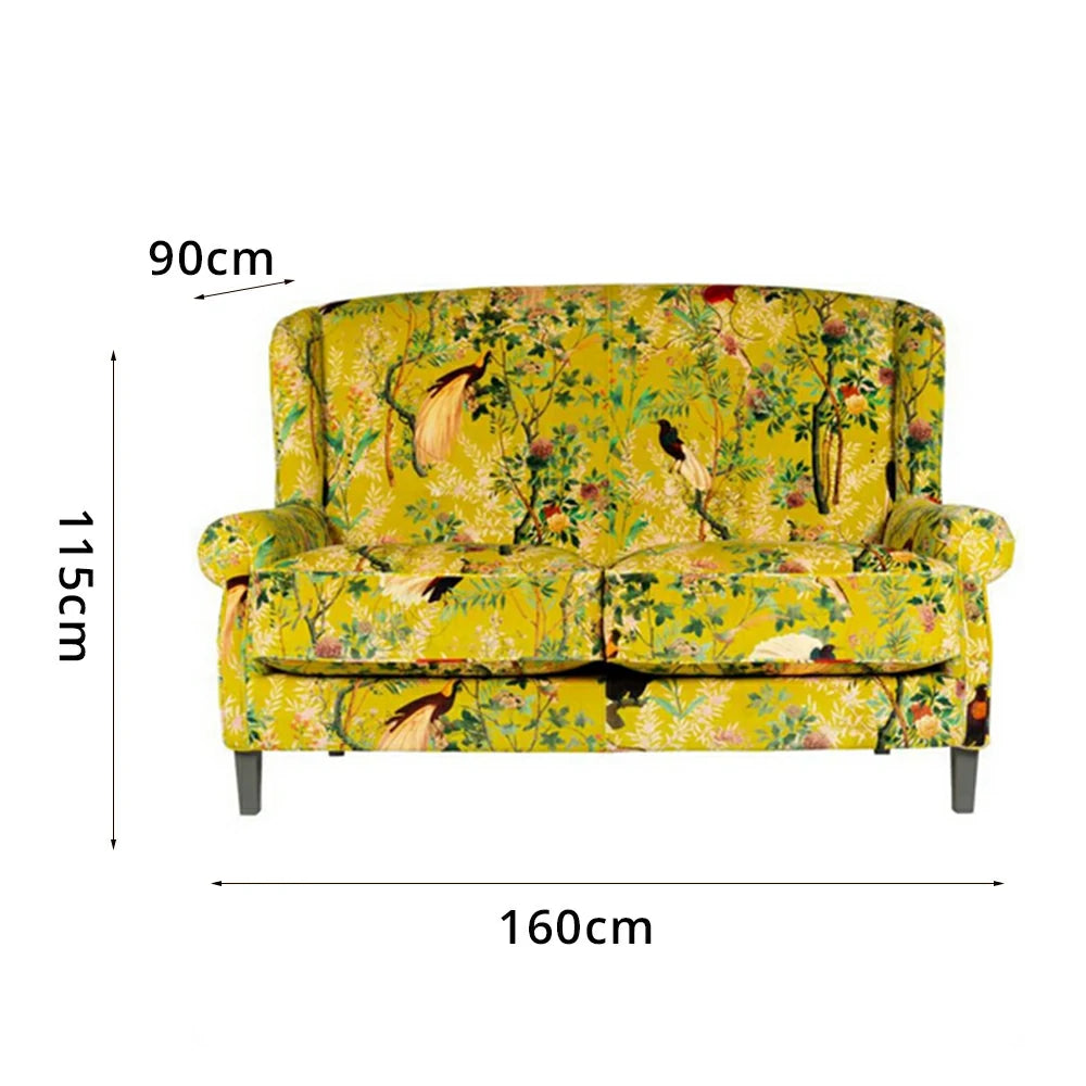 LUXORA Leisure Sofa with Larch Wood Frame and Latex Cushion 160/200cm for Living Room, Study and Balcony - Yellow