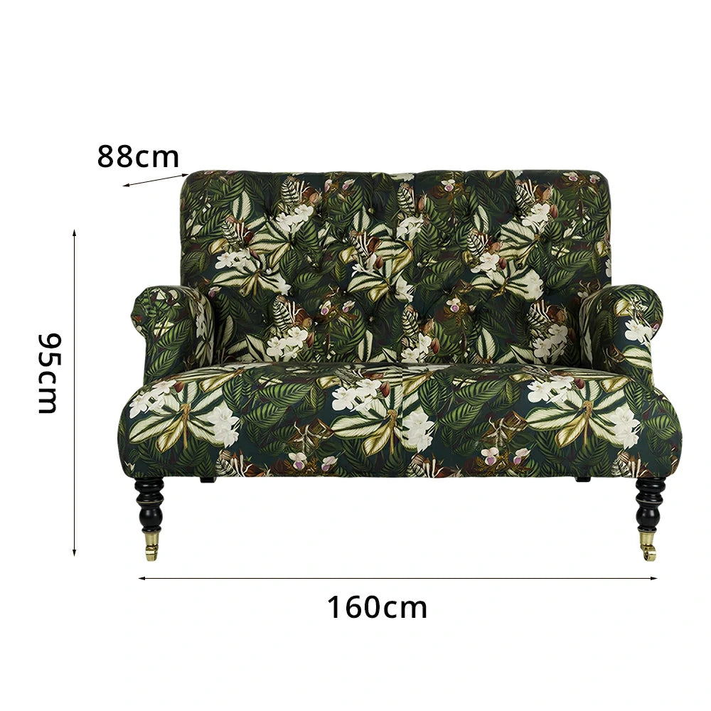 LUXORA Leisure Sofa with Larch Wood Frame and Latex Cushion 160/200cm for Living Room, Study and Balcony - Green