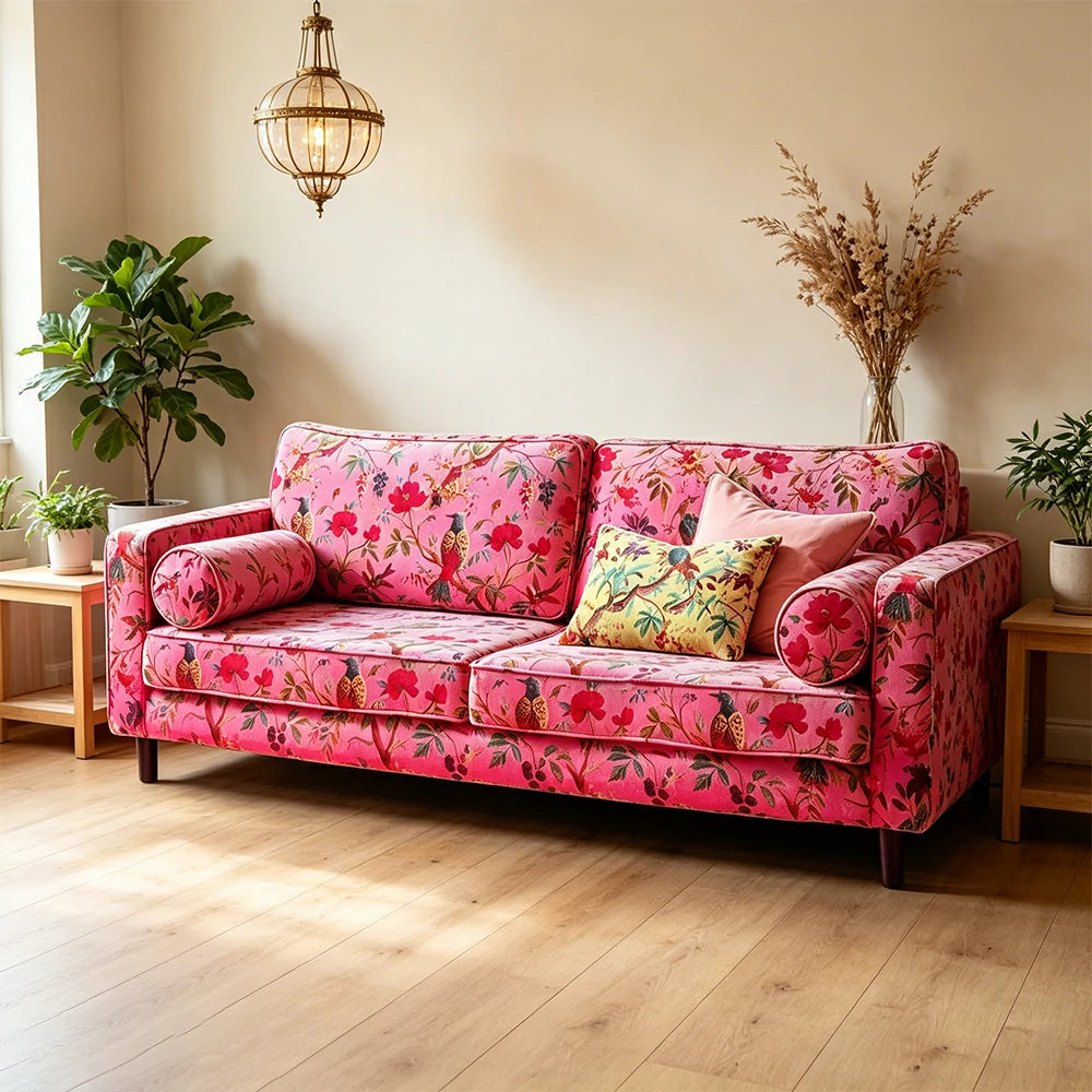 LUXORA Leisure Sofa with Larch Wood Frame and Latex Cushion 160/200cm for Living Room, Study and Balcony - Pink