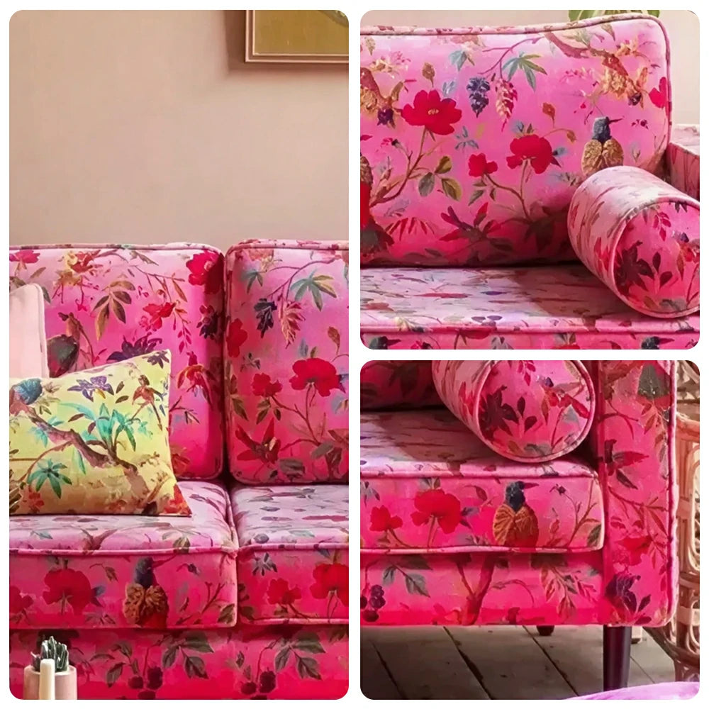 LUXORA Leisure Sofa with Larch Wood Frame and Latex Cushion 160/200cm for Living Room, Study and Balcony - Pink