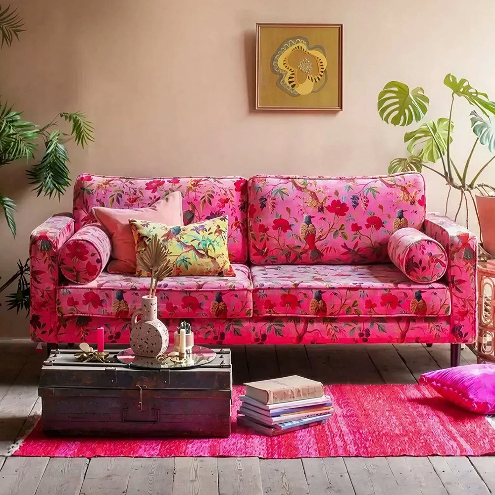 LUXORA Leisure Sofa with Larch Wood Frame and Latex Cushion 160/200cm for Living Room, Study and Balcony - Pink