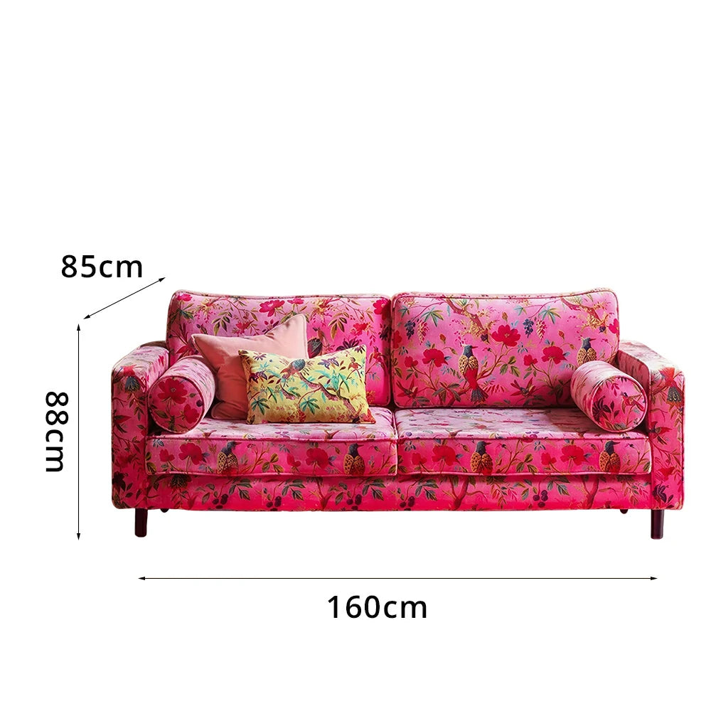 LUXORA Leisure Sofa with Larch Wood Frame and Latex Cushion 160/200cm for Living Room, Study and Balcony - Pink