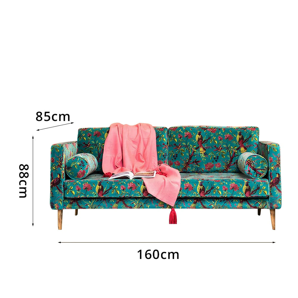 LUXORA Leisure Sofa with Larch Wood Frame and Latex Cushion 160/200cm for Living Room, Study and Balcony - Blue