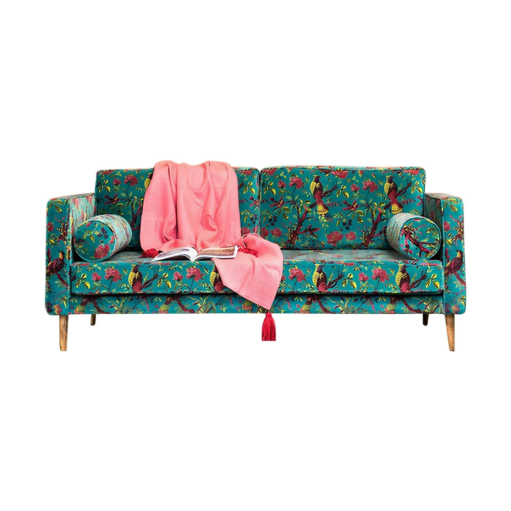 LUXORA Leisure Sofa with Larch Wood Frame and Latex Cushion 160/200cm for Living Room, Study and Balcony - Blue