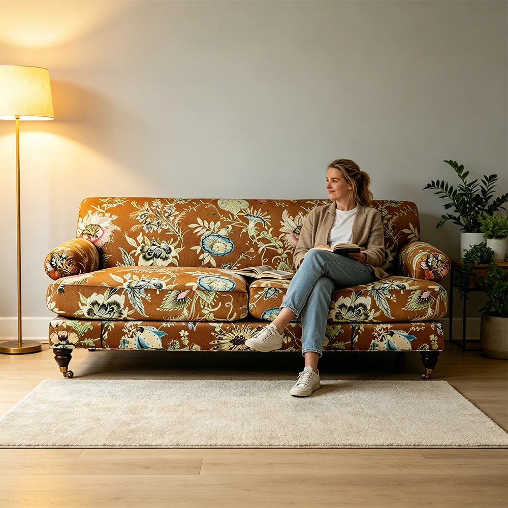 LUXORA Leisure Sofa with Larch Wood Frame and Latex Cushion 170/210cm for Living Room, Study and Balcony - Brown