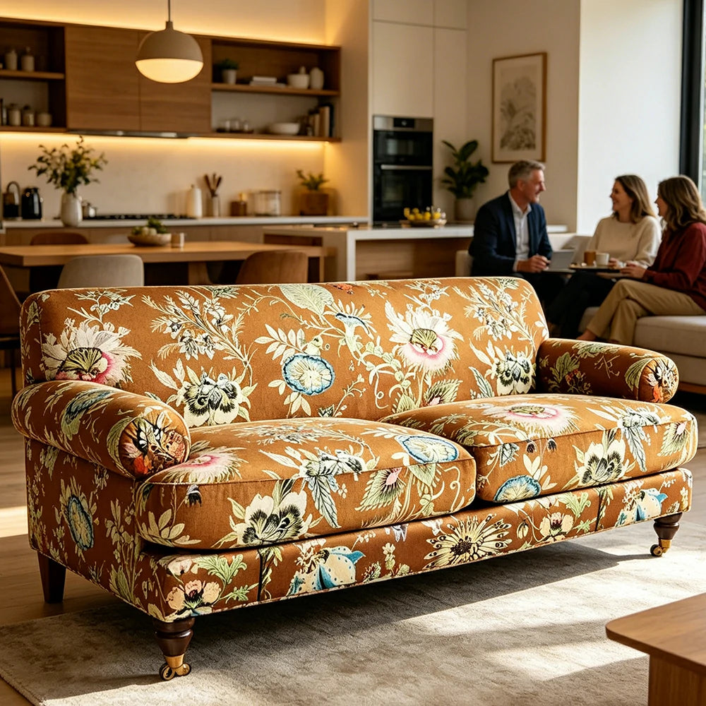 LUXORA Leisure Sofa with Larch Wood Frame and Latex Cushion 170/210cm for Living Room, Study and Balcony - Brown