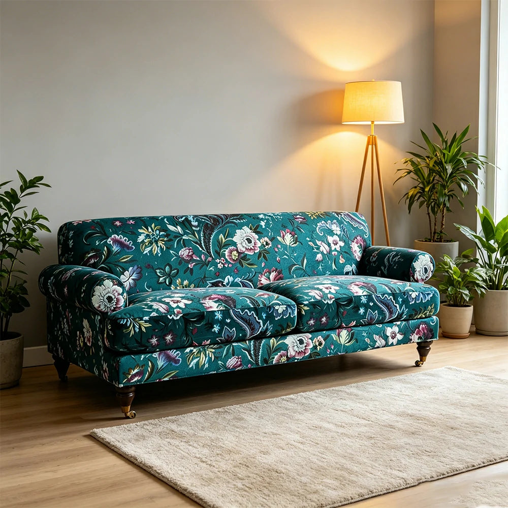 LUXORA Leisure Sofa with Larch Wood Frame and Latex Cushion 170/210cm for Living Room, Study and Balcony - Blue