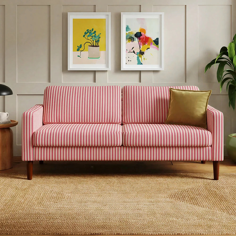 LUXORA Leisure Sofa with Larch Wood Frame and Latex Cushion 160/200cm for Living Room, Study and Balcony - Red&White