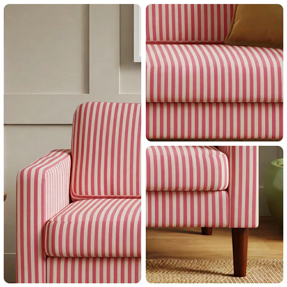 LUXORA Leisure Sofa with Larch Wood Frame and Latex Cushion 160/200cm for Living Room, Study and Balcony - Red&White