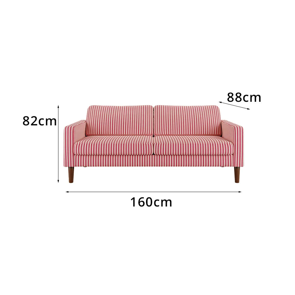 LUXORA Leisure Sofa with Larch Wood Frame and Latex Cushion 160/200cm for Living Room, Study and Balcony - Red&White