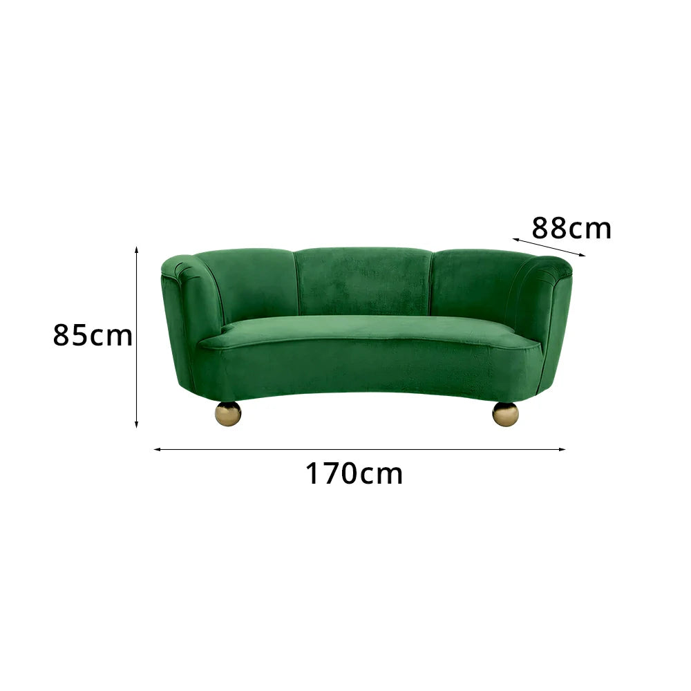 LUXORA Velvet Leisure Sofa with Larch Wood Frame and High-resilience Latex Cushion 170/210cm for Living Room Study and Balcony - Green