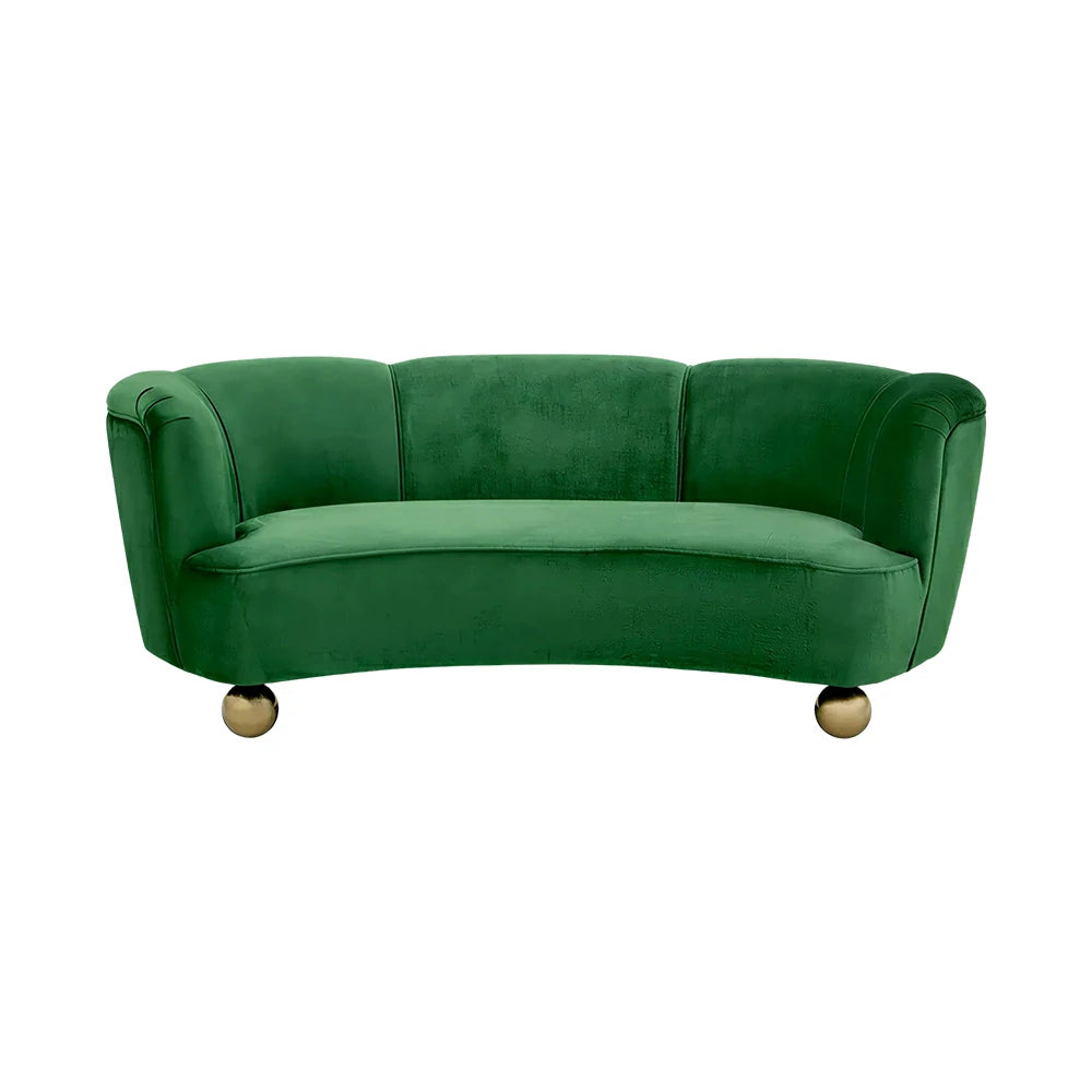 LUXORA Velvet Leisure Sofa with Larch Wood Frame and High-resilience Latex Cushion 170/210cm for Living Room Study and Balcony - Green