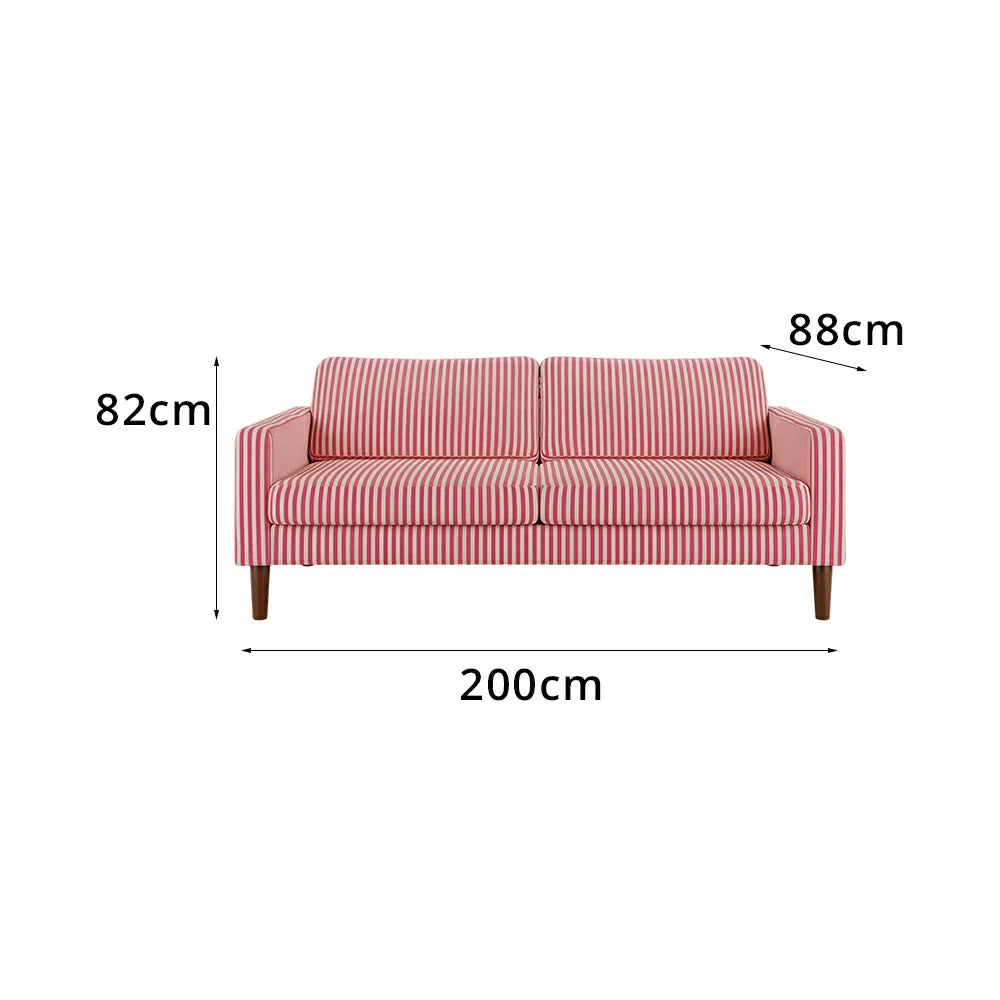 LUXORA Leisure Sofa with Larch Wood Frame and Latex Cushion 160/200cm for Living Room, Study and Balcony - Red&White