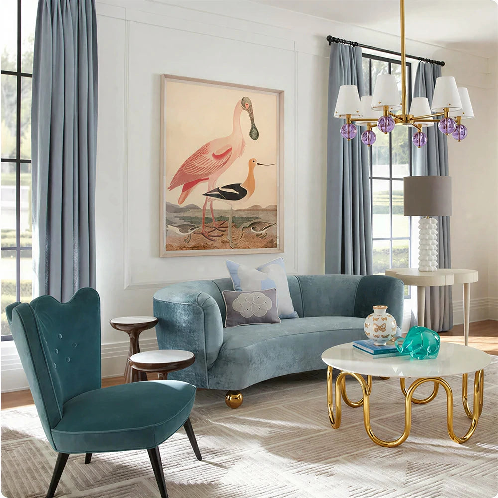 LUXORA Velvet Leisure Sofa with Larch Wood Frame and High-resilience Latex Cushion 170/210cm for Living Room Study and Balcony - Blue